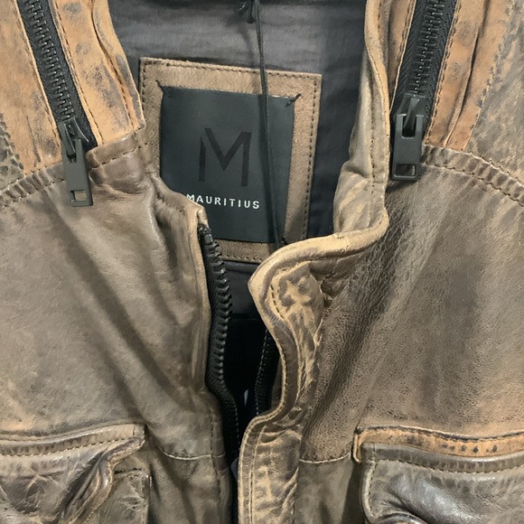 Men’s Mauritius leather jacket. Style Cove in grey/brown distressed looking. NWT - Picture 3 of 8